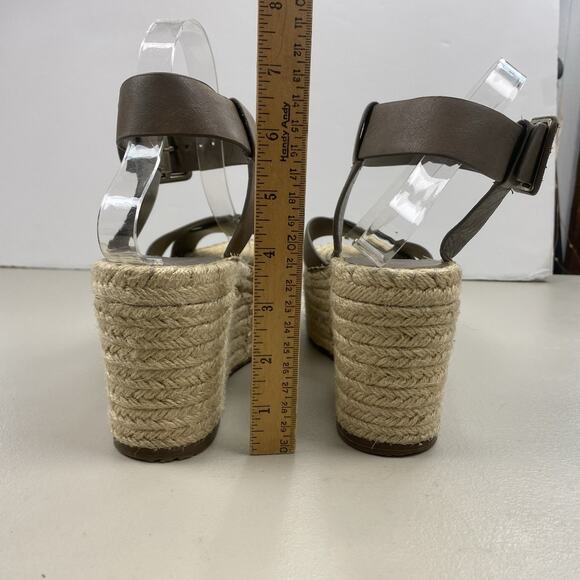 Marc Fisher Sandals 9 Platform Espadrille Brown Leather Ankle Strap Boho Randall - Picture 6 of 12